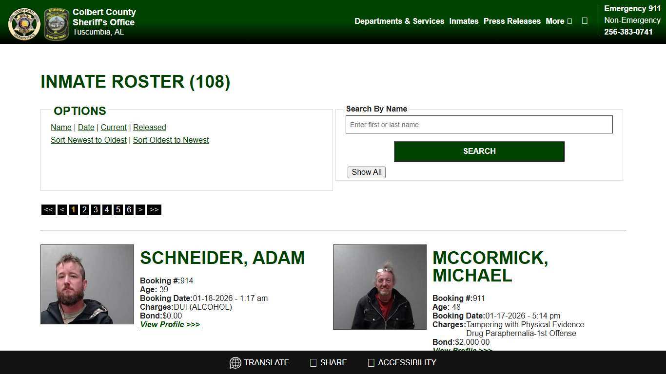 Inmate Roster - Current Inmates Booking Date Descending - Colbert County Sheriff AL